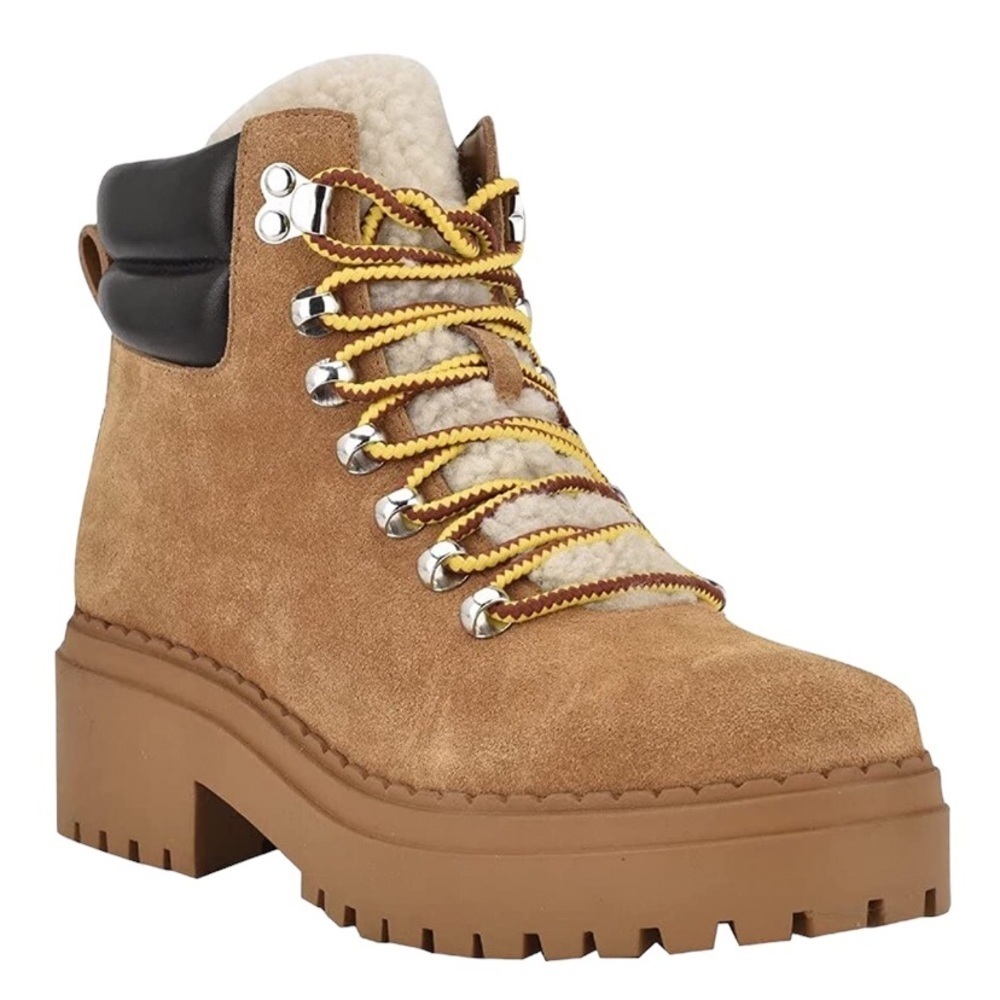 Marc Fisher LTD ML Nairy Leather Natural Hiking Boot Size 8.5 New